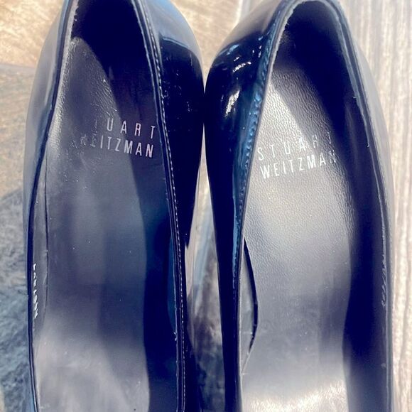 Vintage Stuart Weitzman black leather 4” heels w/.5” platform - Picture 3 of 5